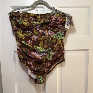 Shade & Shore Brown and Green Floral Shorts